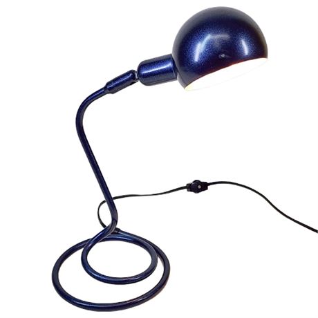 Vintage Memphis Style Blue Metal Flake Articulating Spiral Desk Lamp