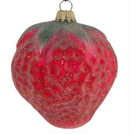 3" Vintage Sugared Glass, Strawberry Ornament