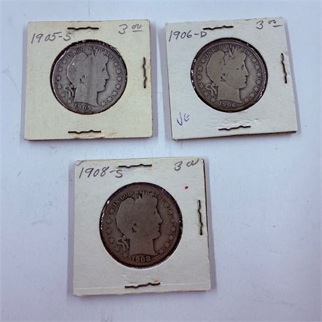 3 Barber Half Dollars