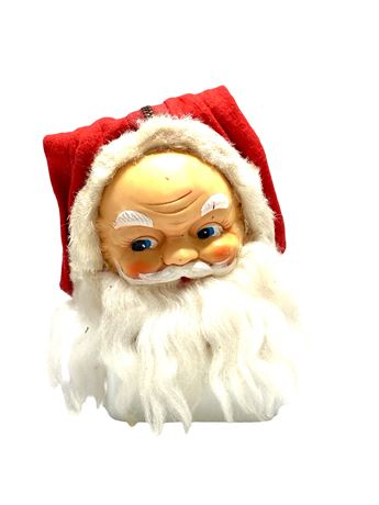 Vtg Rubber Face Santa Zipper Stocking Head