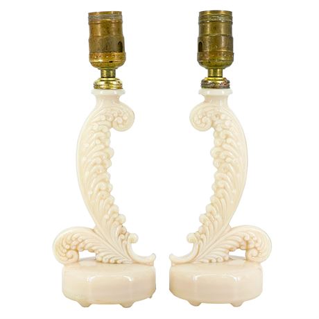 Pair of Vintage Aladdin Alacite Glass Table-Lamp Bases