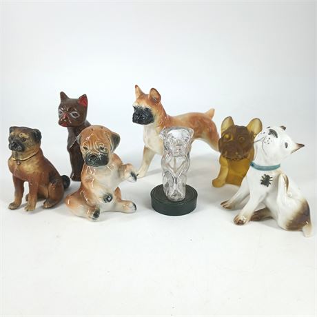 Lot of Collectible Dogs, Boxers and Pugs