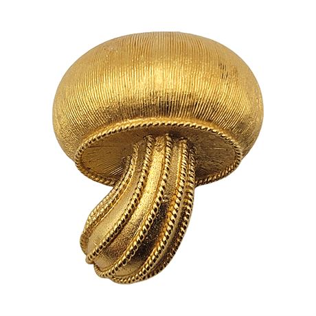 Vintage CROWN TRIFARI Gold Tone Mushroom Brooch