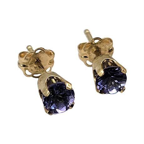 14K Gold Tanzanite Stud Earrings