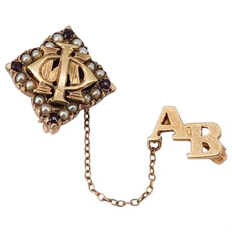 Vintage 10K Gold Seed Pearl Phi Kappa Fraternity Pin