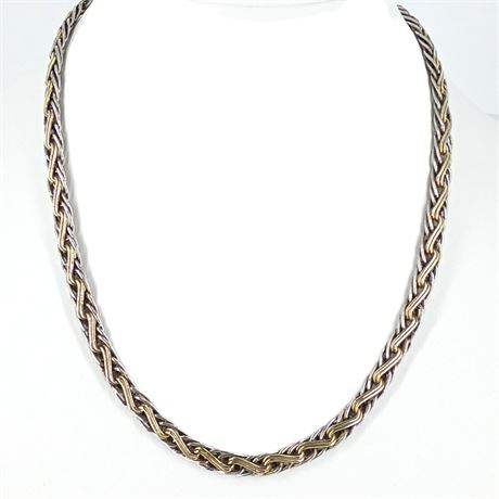 Stamped AU 925 1/16 14K Turkish Silver and Gold-Plated Chain Necklace