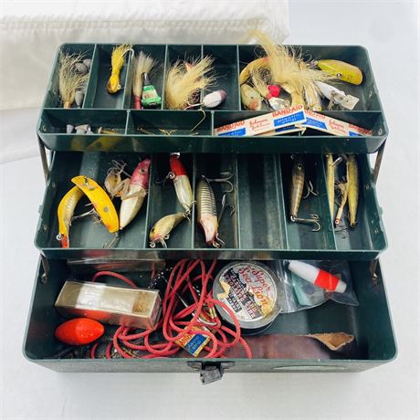 Tackle Box filled w/ Vintage + Antique Lures
