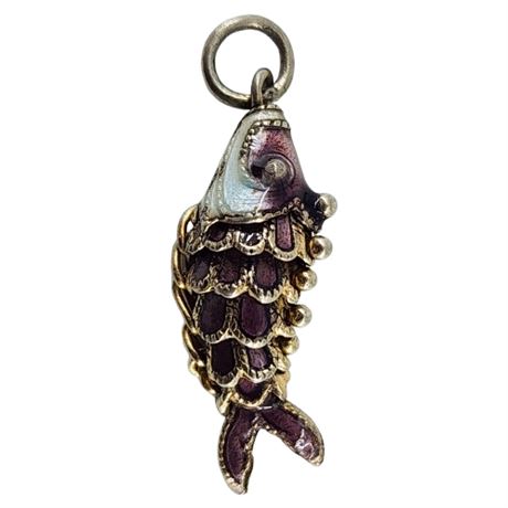 Vintage Articulated Enameled Fish Pendant/Charm