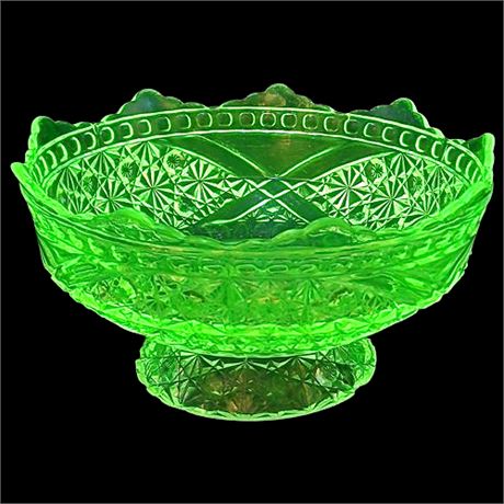 Vintage Richards & Hartley "Mikado" UV Reactive Vaseline Glass Compote