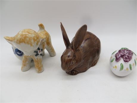 Occupied Japan Bunny, Ceramic Rabbit & Italy Egg