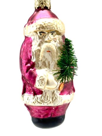 Vtg Mercury Glass West German Santa with Bristle Tree