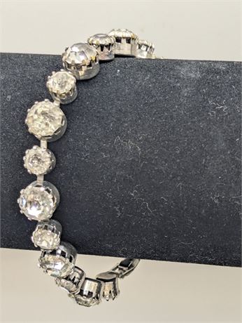 Vintage Well Made Rhinestone Silver tone Bracelet