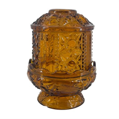 Vintage Indiana Glass Stars and Bars Fairy Lamp
