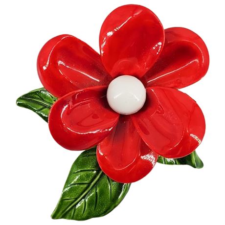Vintage Dimensional Enamel Flower Power Brooch