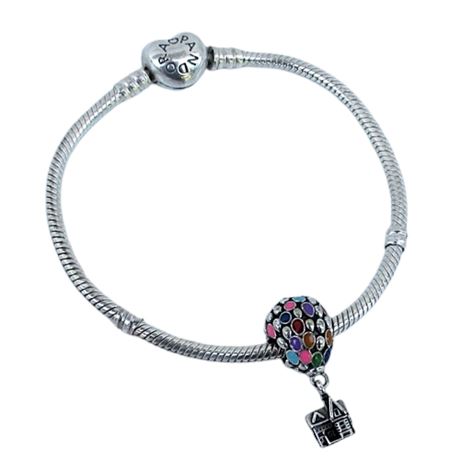 Pandora 925 Disney Pixar UP House with Ballons Charm on Heart Clasp Bracelet