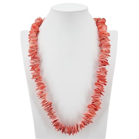 Vintage Dyed Pink Natural Seashells Necklace