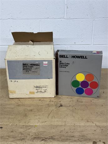 Bell & Howell Slide Cube Projector & Cartridge Library