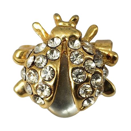 Vintage Rhinestone Ladybug Jelly Belly Brooch
