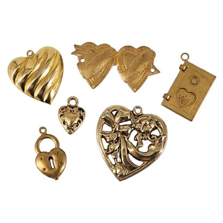 Vintage Heart Charms Lot