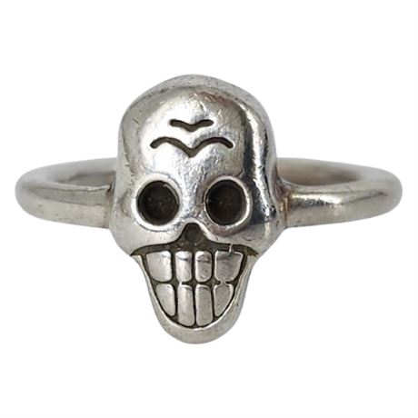 PNUT Jewelry Sterling Silver Skull Ring, Sz 7