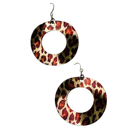 Metallic Animal Print Circle Earrings