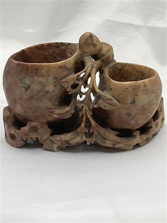 Carved soapstone double brushed  pot