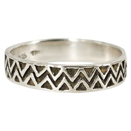 Sterling Silver 4.5mm Triangles Band Ring, Sz 9.25