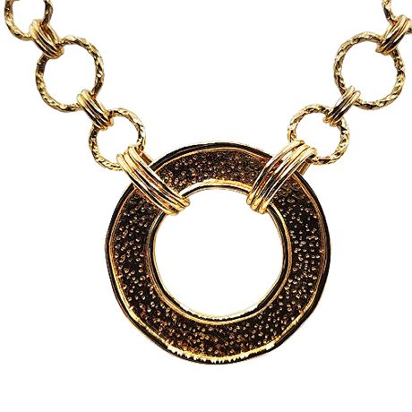 Signed Bronzallure Italy Ring Pendant Chain Necklace