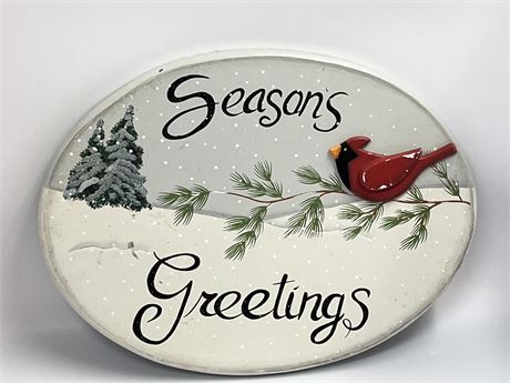 Seasons, greetings with cardinal bird plaque