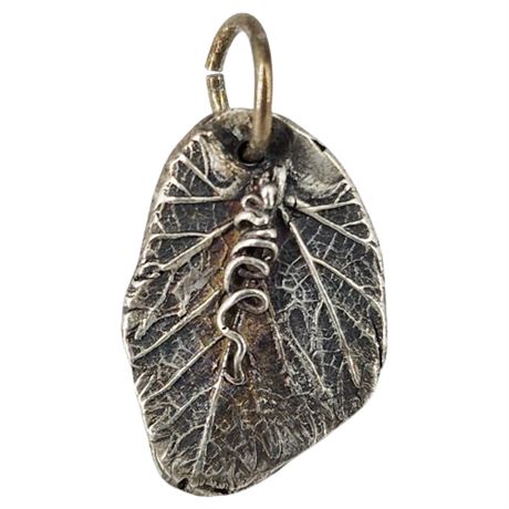 Unmarked Artisan Made Sterling Silver Leaf Pendant