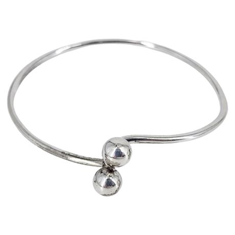Vintage Silver Plated Bypass Catch Ball Clasp Bangle Bracelet