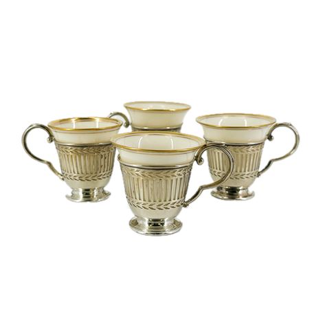 Lot of Vintage Lenox Sterling Silver Demitasse Cups