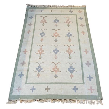 Hand Woven Southwestern Floral Wool Rug
