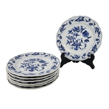 Blue Danube by Japan, Porcelain Salad Plates - Set of 7