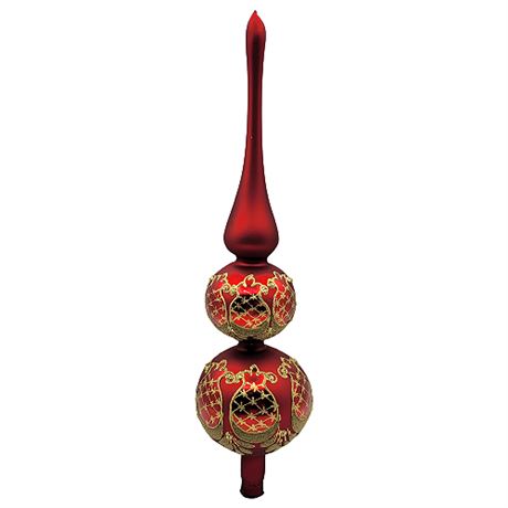 16" Hand Blown Red Glass Christmas Tree Topper