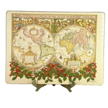 Fallani & Cohn Holiday World Map Coated Placemats