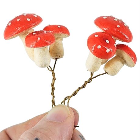 Vintage 60s Fairy Garden Craft Mini Mushrooms