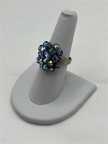 Vintage aurora borealis rhinestone ring