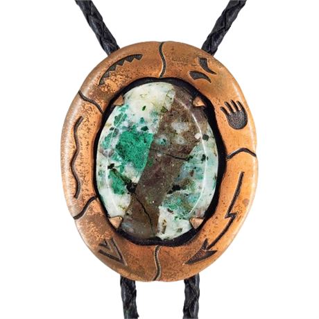 Vintage BELL TRADING CO. Solid Copper & Jasper Bolo Tie