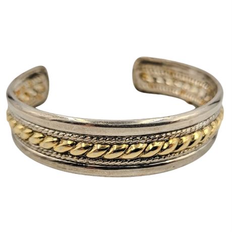 Gold and Silver Tone Braided Cuff Bracelet