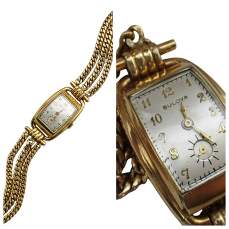 REPAIR/PARTS VTG '50's BULOVA Ambassador Gold Filled Watch Triple Chain Band