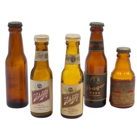 Collection of VTG Mini Beer Bottle Salt & Pepper Shakers