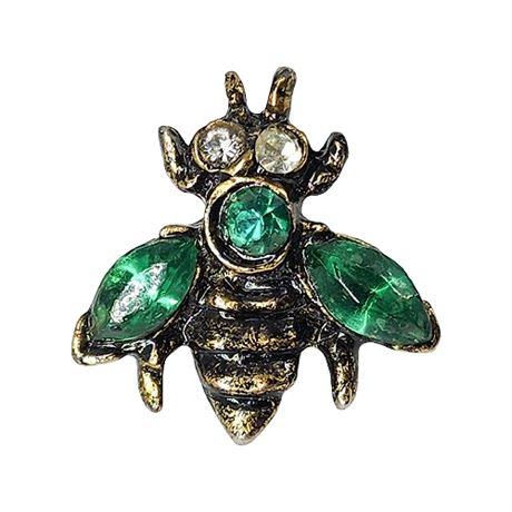 Vintage Rhinestone Bee Lapel Pin