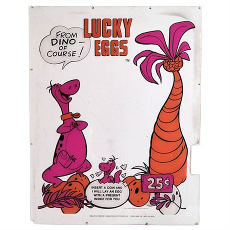 Vintage 1981 Flintstones Lucky Egg Vending Machine Front Plexiglas Panel