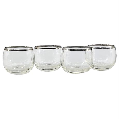 Mid-Century Federal Glass "Danish Modern Platinum" Small Roly Poly Glasses