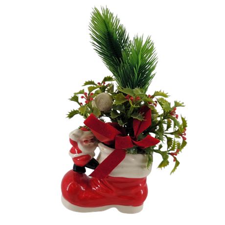 Napco VTG Ceramic Santa Claus Boot Planter