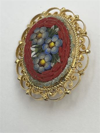 Vintage Italian, micro mosaic brooch