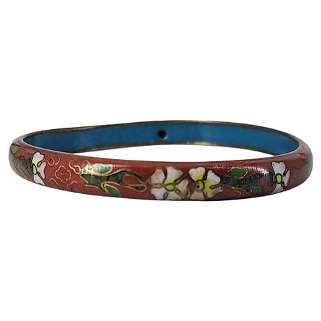 Vintage Chinese Cloisonne Floral Enamel Bangle Bracelet