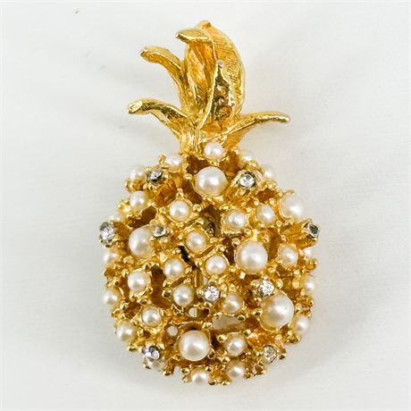 Vintage Alice Caviness Goldtone Pineapple Brooch
