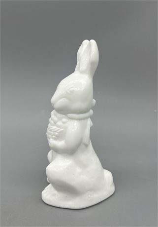 Mosser Milk Glass  Bunny Holding Basket